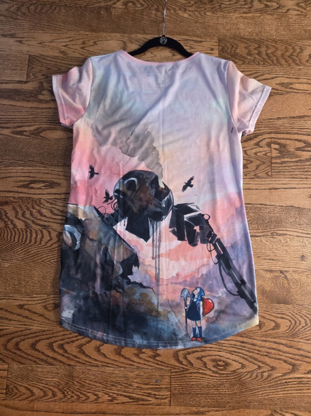 Lora Zombie Herotime - Robot & Child - Pink Gray Short Sleeve - Medium